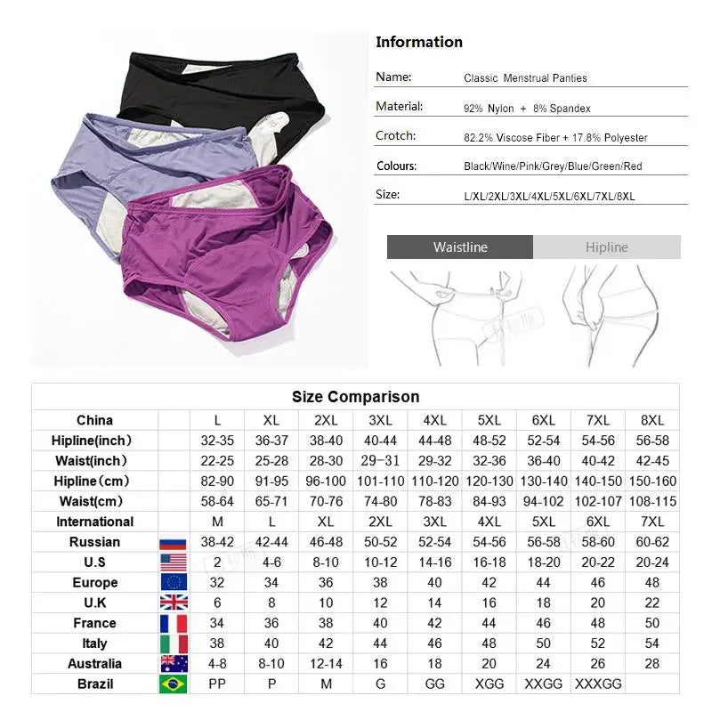 3pcs/Set Leak Proof Menstrual Panties Women