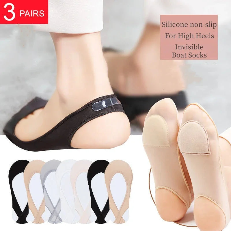 3 Pairs Invisible Boat Socks Women Summer