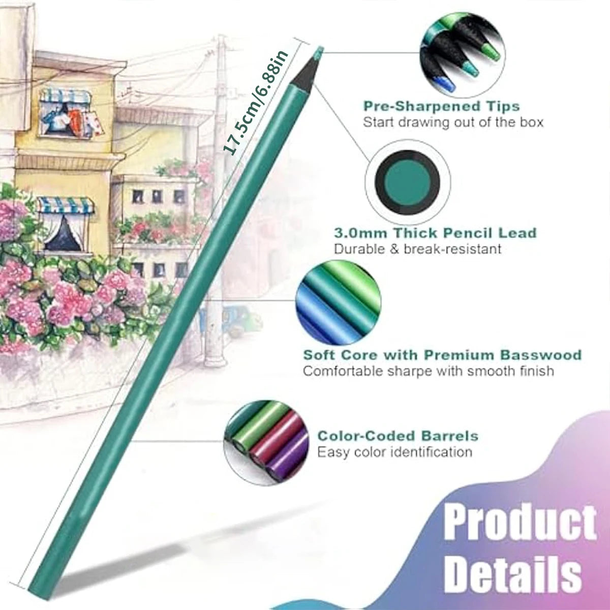 12 Colors Metallic Pencil