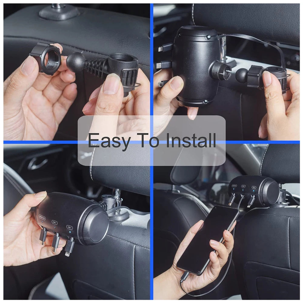Multi Retractable Backseat Car Charger