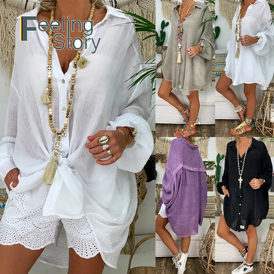 Cotton Blouse Womens Tops and Blouses Shirts Blusas