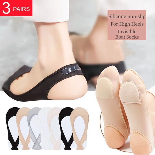 3 Pairs Invisible Boat Socks Women Summer